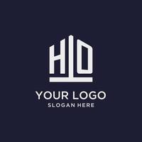 ho anfängliches Monogramm-Logo-Design mit Pentagon-Form-Stil vektor