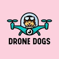 Hund im Drohnen-Cartoon-Maskottchen-Logo, flacher Design-Stil vektor