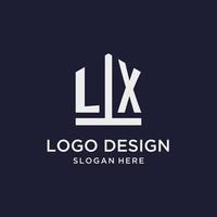 lx anfängliches Monogramm-Logo-Design mit Pentagon-Form vektor