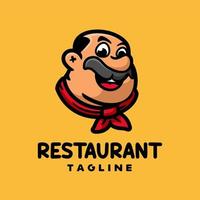 Restaurantkoch Cartoon-Maskottchen-Logo-Design, flacher Design-Stil vektor