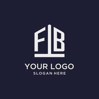 fb första monogram logotyp design med femhörning form stil vektor