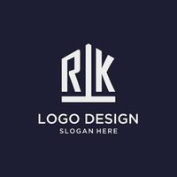 rk första monogram logotyp design med femhörning form stil vektor
