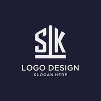 sk första monogram logotyp design med femhörning form stil vektor