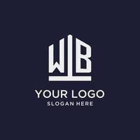 wb anfängliches Monogramm-Logo-Design mit Pentagon-Form-Stil vektor