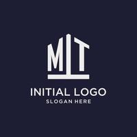 mt första monogram logotyp design med femhörning form stil vektor