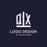 qx första monogram logotyp design med femhörning form stil vektor