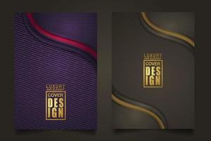 set cover design template mit luxuriösen und eleganten flusslinien überlappen schichten ornament und realistische textur auf dunklem hintergrund vektor