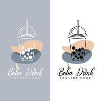 Boba-Drink-Logo-Design, moderner Geleegetränk-Blasenvektor, Boba-Drink-Markenglasillustration vektor