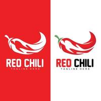 rotes Chili-Logo, scharfer Chili-Pfeffer-Vektor, Chili-Gartenhaus-Illustration, Firmen-Produktmarken-Illustration vektor