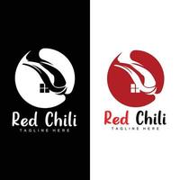 röd chili logotyp, varm chili paprikor vektor, chili trädgård hus illustration, företag produkt varumärke illustration vektor