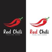 rotes Chili-Logo, scharfer Chili-Pfeffer-Vektor, Chili-Gartenhaus-Illustration, Firmen-Produktmarken-Illustration vektor