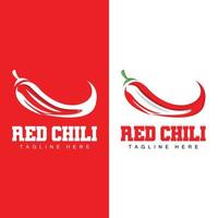 rotes Chili-Logo, scharfer Chili-Pfeffer-Vektor, Chili-Gartenhaus-Illustration, Firmen-Produktmarken-Illustration vektor