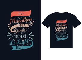 dess en maraton inte en sprinta du är på de rätt Spår illustrationer för tryckfärdig t-tröjor design vektor
