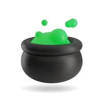 häxans kittel med grön trolldryck 3d ikon. vektor symbol av de halloween Artikel