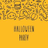 eine Karte für eine Halloween-Party im Doodle-Stil. Vektor-Illustration vektor