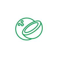 eps10 grön vektor kokos skiva abstrakt linje konst ikon isolerat på vit bakgrund. kokos olja översikt symbol i en enkel platt trendig modern stil för din hemsida design, logotyp, och mobil app