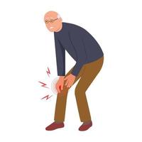 äldre person med knä smärta eller skada. vektor