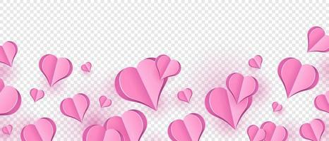 papierelemente in form des herzens, das auf rosa hintergrund fliegt. Vektorsymbole der Liebe für glückliche Frauen, Muttertag oder Geburtstagsgrußkarte. Vektor-Illustration vektor