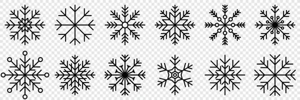 snöflinga variationer ikon samling. snöflinga ikoner uppsättning. snöflinga symboler. snö ikon. frost vinter- bakgrund. snöflingor is kristall isolerat. vektor illustration