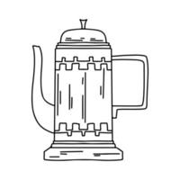 kaffe pott i hand dragen klotter stil. vattenkokare vektor illustration. kaffe vattenkokare klotter illustration.