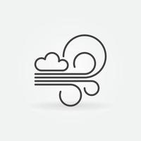 Wolke mit Umrissvektorsymbol für Brise. Wind lineares Symbol vektor