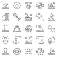 vatten förorening översikt ikoner uppsättning - vektor begrepp symboler
