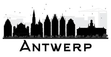 antwerpener stadtskyline schwarz-weiß-silhouette. vektor