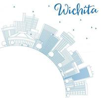 skizzieren sie die skyline von wichita mit blauen gebäuden und kopierraum. vektor