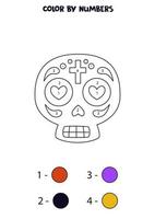 Färg mexikansk skalle förbi tal. kalkylblad för ungar. vektor