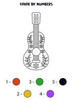 Färg mexikansk gitarr förbi tal. kalkylblad för ungar. vektor