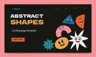 landning sida mall med abstrakt geometrisk grovt former med känslor. vektor