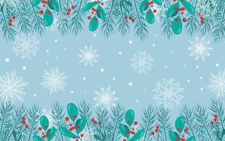 skön bakgrund med vit snöflingor och bär grenar för vinter- design. samling av jul ny år element. frysta silhuetter av kristall snöflingor. modern design. Semester tapet. vektor