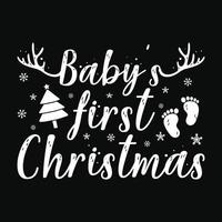 bebis först jul - jul Citat typografisk t skjorta design vektor