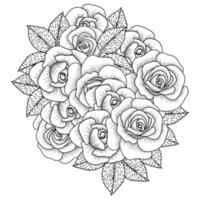 blumen rose handgezeichnete farbseite mit dekorativem stilvollem line art vektordesign vektor