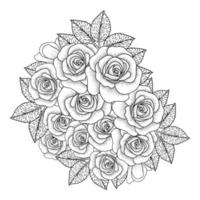 blumen rose handgezeichnete farbseite mit dekorativem stilvollem line art vektordesign vektor