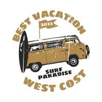 bestes Urlaubs-Surfparadies-T-Shirt-Design vektor