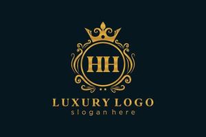 anfängliche hh-Buchstabe königliche Luxus-Logo-Vorlage in Vektorgrafiken für Restaurant, Lizenzgebühren, Boutique, Café, Hotel, heraldisch, Schmuck, Mode und andere Vektorillustrationen. vektor