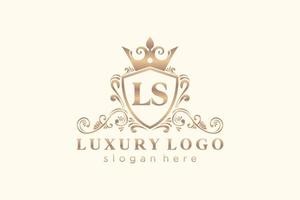 Royal Luxury Logo-Vorlage mit anfänglichem ls-Buchstaben in Vektorgrafiken für Restaurant, Lizenzgebühren, Boutique, Café, Hotel, Heraldik, Schmuck, Mode und andere Vektorillustrationen. vektor