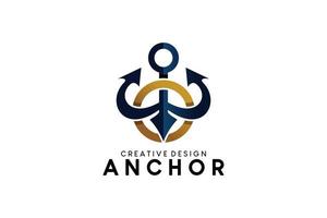 Anker-Emblem-Logo-Design-Vorlage, Vektorillustration vektor