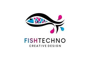 Fisch-Icon-Logo-Design im modernen Technologiestil vektor