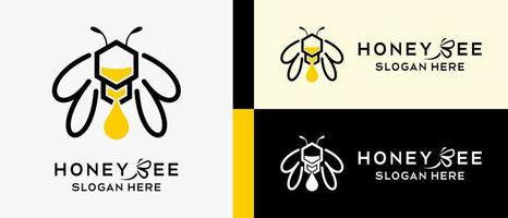 Honigbienen-Logo-Design-Vorlage mit Line-Art-Konzept. Premium-Vektor-Logo-Illustration vektor