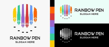 Dip-Pen-Logo-Design-Vorlage mit kreativem Regenbogenfarben-Konzept. Premium-Vektor-Logo-Illustration vektor