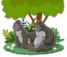 gorilla familj har en Lycklig dag isolerat vektor illustration