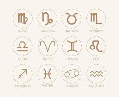 ikon uppsättning av symbol zodiaken årgång vektor