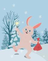 süßes kaninchen mit weihnachtswunderkerzen vektor