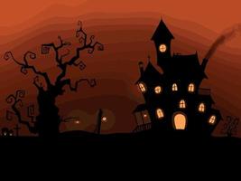 illustration av halloween slott vektor