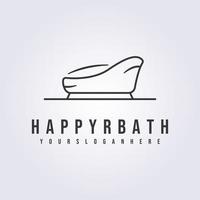 enkel badrum badkar linje logotyp vektor illustration design