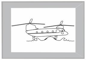 Hubschrauber kontinuierliche Strichzeichnungen vektor