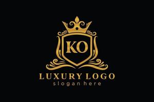 königliche Luxus-Logo-Vorlage mit anfänglichem Ko-Buchstaben in Vektorgrafiken für Restaurant, Lizenzgebühren, Boutique, Café, Hotel, Heraldik, Schmuck, Mode und andere Vektorillustrationen. vektor