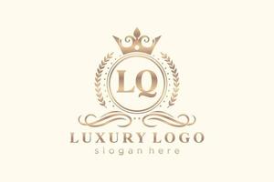 Royal Luxury Logo-Vorlage mit Anfangsbuchstaben lq in Vektorgrafiken für Restaurant, Lizenzgebühren, Boutique, Café, Hotel, Heraldik, Schmuck, Mode und andere Vektorillustrationen. vektor